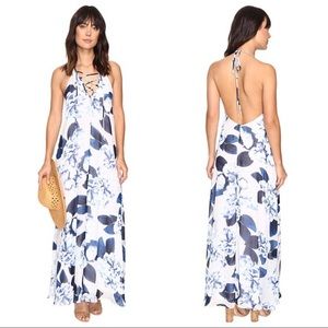 SHOW ME YOUR MUMU Logan Lace Up Maxi Bouquet Blue